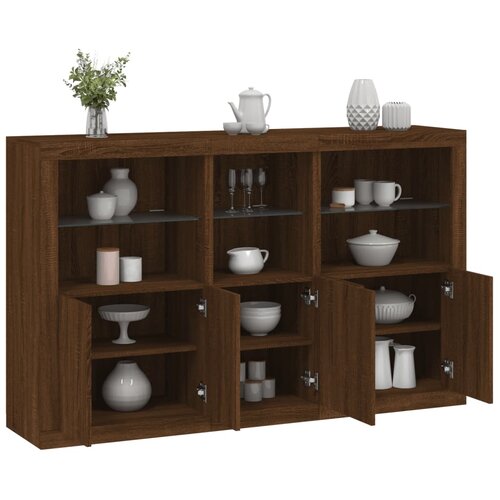  The Living Store Komoda z LED lučkami dimljen rjav hrast 162x37x100 cm - Komoda, (21448411) Cene