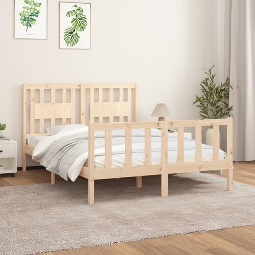 VidaXL Posteljni okvir z vzglavjem trdna borovina 120x200 cm Slike