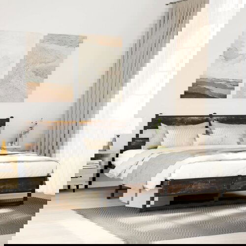 VidaXL Metalni okvir kreveta bez madraca boja hrasta 140x200 cm Slike
