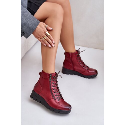 Kesi Women's Lightweight Insulated Ankle Boots With Platform And Wedge Burgundy Savindria Cene