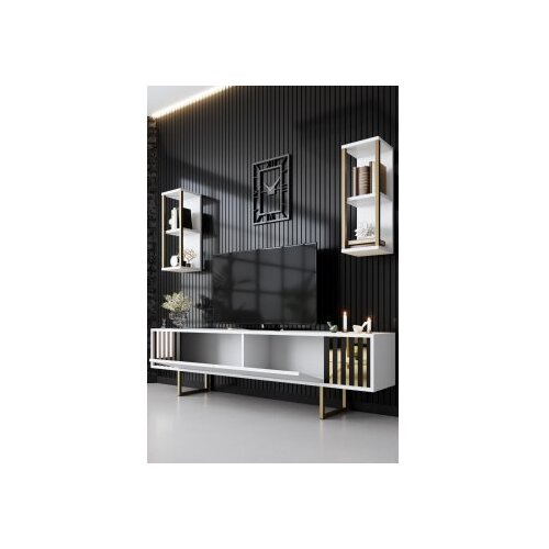 Hanah home gold line white black polica za tv Slike