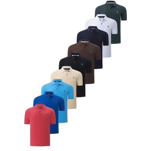Dewberry NINE-PACK T8561 MENS T-SHIRT-BLACK-WHITE-NAVY BLUE-BLUE-COFFEE-BEIGE-POMEGRANATE-SAKS-KHAKI Cijene
