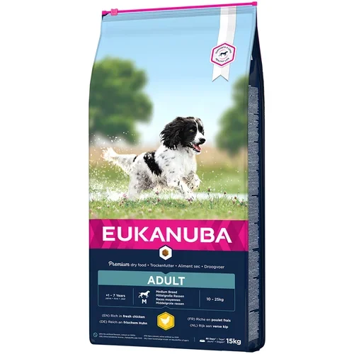 Eukanuba Adult Medium Breed piščanec - 15 kg