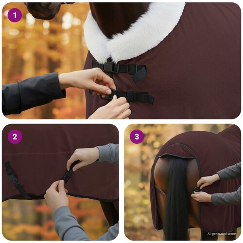 Pokrivač za konje Puni tamnosmeđi 155 cm Polartec Slike