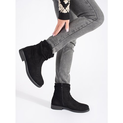 Shelvt Black flat suede cowboy boots for women Cijene