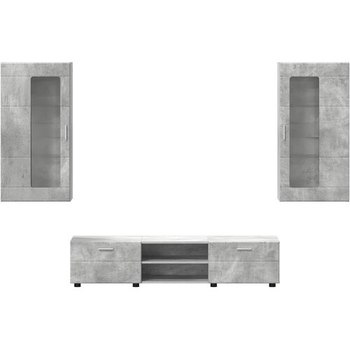  Set TV komoda FLORIN 3 pcs Betonski sivi Konstruirano drvo Slike