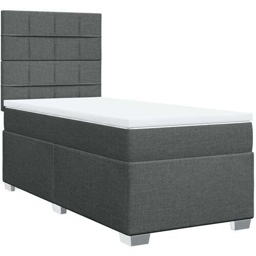 VidaXL Krevet s oprugama i madracem tamnosivi 100 x 200 cm od tkanine Slike