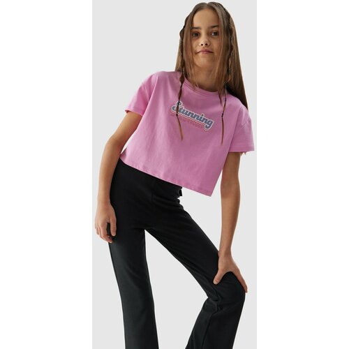 4f organic cotton women's crop top t-shirt - pink Slike