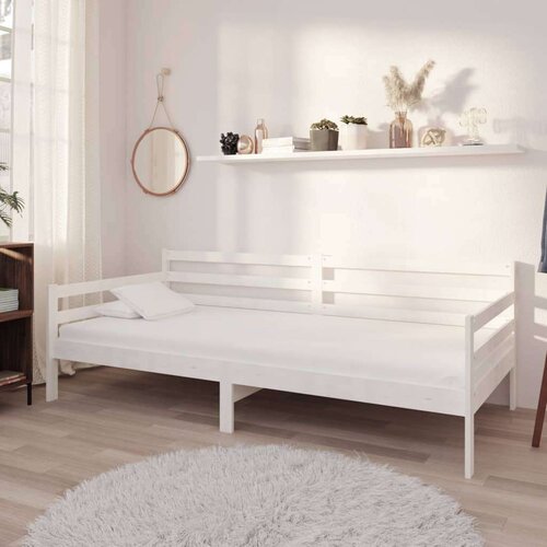  Dnevna postelja z vzmetnico 90x200 cm bela trdna borovina, (20645169) Slike