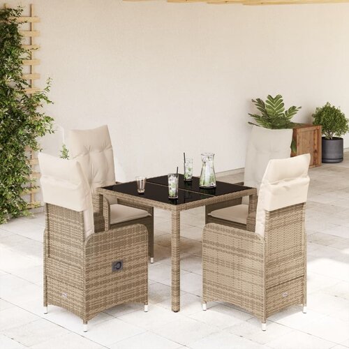 VidaXL 5-dijelni vrtni bistro set od poliratana s jastucima bež Slike