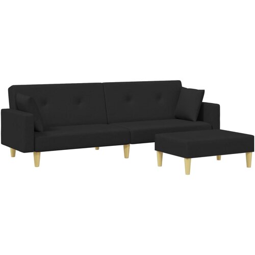 Maison Chic kavč - Sofa - Kanape dvosed z ležiščem in stolčkom za noge črno blago, (21727726) Cene