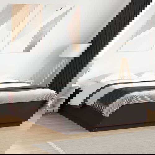 Furnova Posteljni okvir z LED lučkami črn 160x200 cm inženirski les, (21940656) Slike