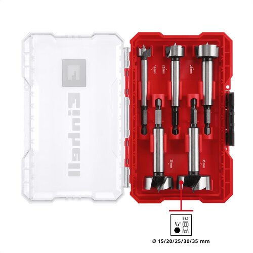 Einhell M-Case 5 kom Set čeonih burgija C 45, prihvat E6.3 - 1/4&amp;quot;, 15-35 mm ( 49706003 ) Slike