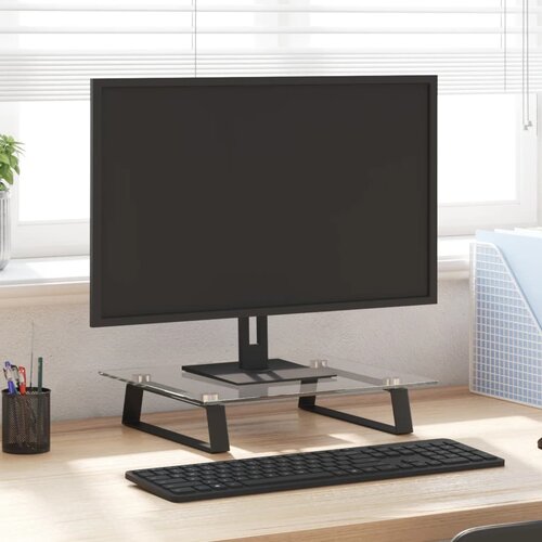vidaXL Stalak za monitor crni 40x35x8 cm kaljeno staklo i metal Cijene