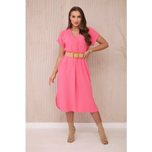Kesi Dress with decorative belt light pink Slike