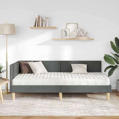  Kutni krevetni okvir s madracem Ostalo 2 pcs Siva tkanina Slike