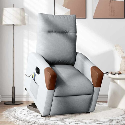 Maison Chic Električni masažni naslanjač - Relax naslanjač s funkcijo vstajanja svetlo siv, (22042520) Slike