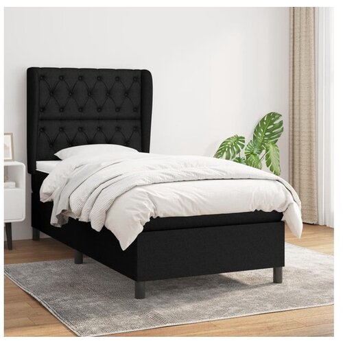  Box spring postelja z vzmetnico črna 80x200 cm blago Cene
