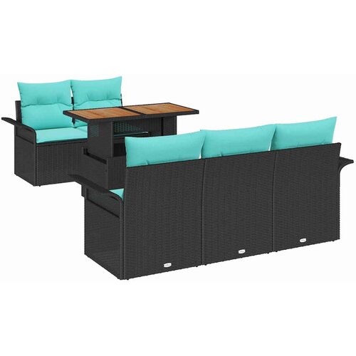 vidaXL Vrtna sedežna garnitura s shranjevanjem 6 pcs Črna Poly ratan, (5000021536) Cene