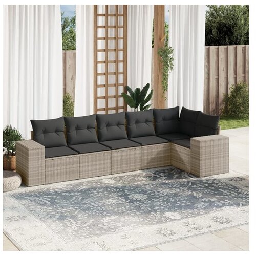 vidaXL 6-dijelni set vrtnih sofa od poliratana s jastucima svjetlosivi Cijene