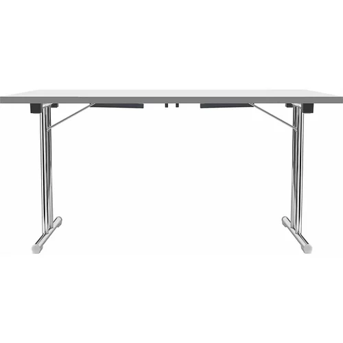  Zložljiva miza z dvojnim podnožjem v obliki črke T, ogrodje iz okrogle jeklene cevi, kromirano, bela/antracitna, ŠxG 1200 x 600 mm