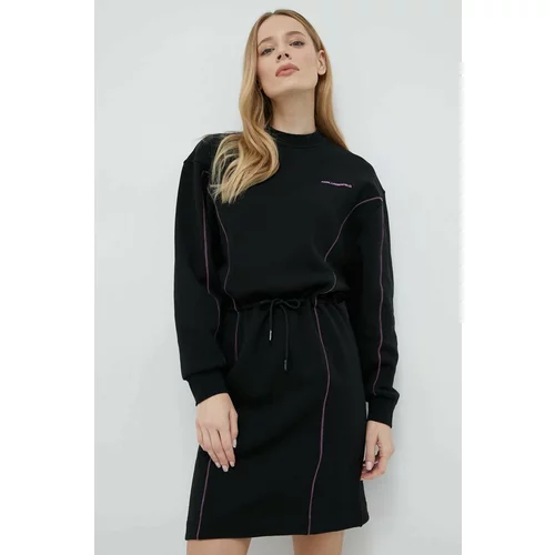 Karl Lagerfeld Pamučna haljina boja: crna, midi, oversize
