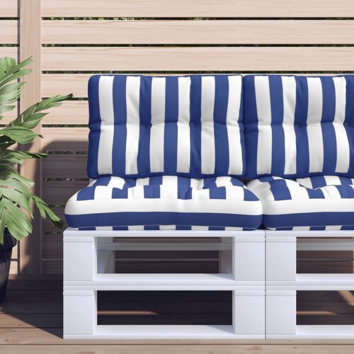 vidaXL Blazina za palete modro bele črte 50x40x12 cm blago Cene