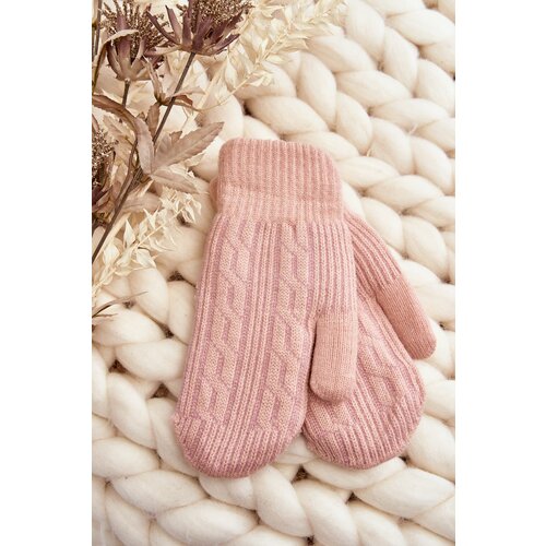 Kesi Warm women's one-finger gloves, pink Slike