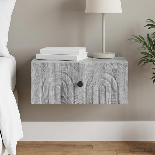  Noćni ormarić za montažu na zid Siva sonoma 49 x 34,5 x 20 cm Slike