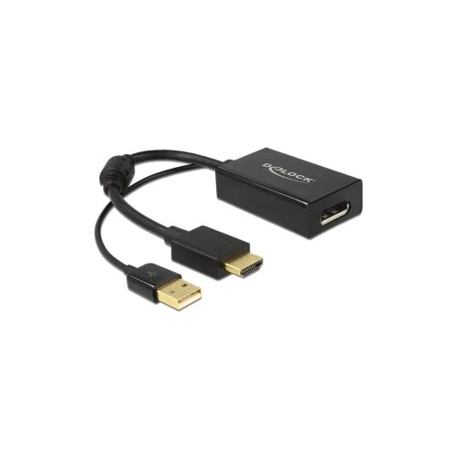 Delock HDMI / DisplayPort adapter [1x HDMI-utikač - 1x DisplayPort utičnica] crne boje, pozlaćeni utični kontakti, s feritnom jezgrom D Cijene