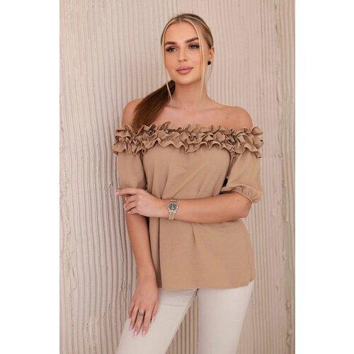 Kesi Spanish blouse with a small ruffle Camel Cene