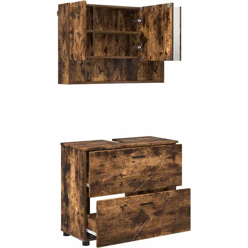 Set namje&amp;scaron;taja za kupaonicu 2 kom. Dimljeni hrast Smeđa 76,5 x 35 x 64 cm Slike