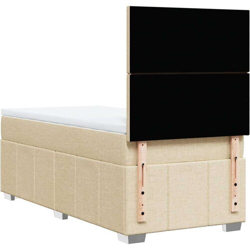 VidaXL Krevet s oprugama i madracem krem 90 x 200 cm od tkanine Slike