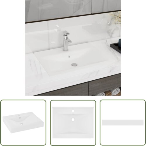 The Living Store Razko&amp;scaron;en umivalnik z luknjo mat bel 60x46 cm keramičen - Razko&amp;scaron;en Umivalnik, (21744742) Slike