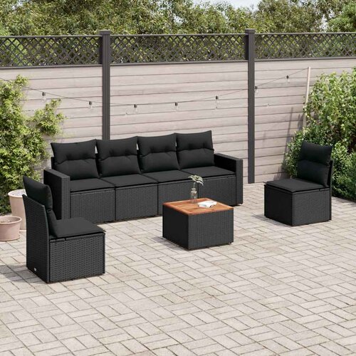  7-dijelni set vrtnih sofa od poliratana s jastucima crni Crna 66 x 62 x 69 cm Slike