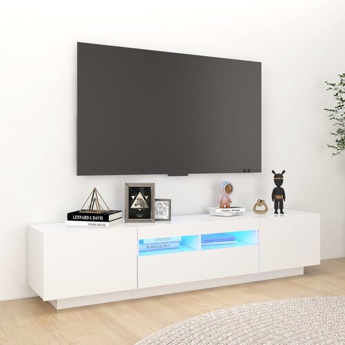 vidaXL TV omarica z LED lučkami bela 180x35x40 cm Cene