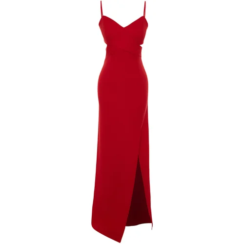 Trendyol Red Plain Regular Woven Evening Dress & Prom Dress