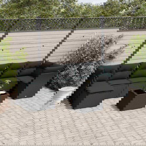  8-dijelni set vrtnih sofa od poliratana s jastucima crni Slike