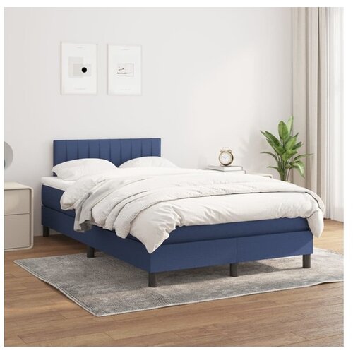  Box spring postelja z vzmetnico moder 120x200 cm blago Cene