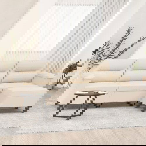 VidaXL Trosjed s tabureom bež 180 cm od mikrovlakana Slike