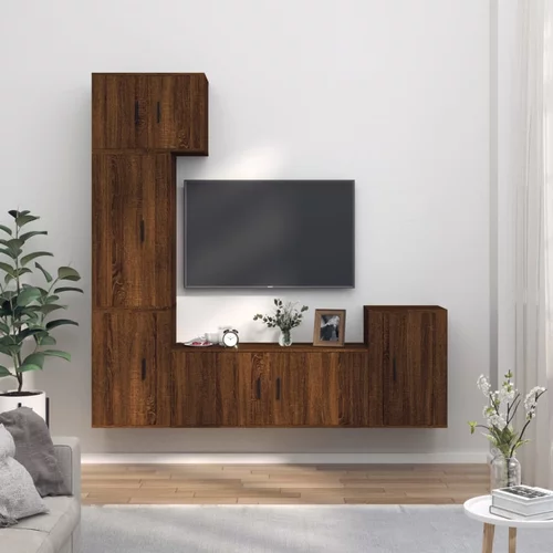 vidaXL Komplet TV omaric 5-delni rjav hrast inženirski les
