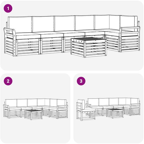  Set vanjskih sofa 7 kom. Bijela i krem Poliester 59 x 59 x 37 cm Slike