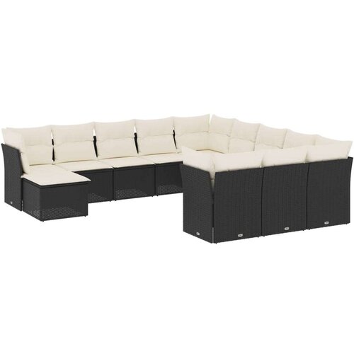 VidaXL 12-dijelni set vrtnih sofa od poliratana s jastucima crni Slike