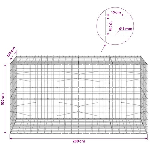  Gabion s žicom debljine 5 mm i mrežom 10x10 cm 200x100x100 cm - 100 cm 100 cm 200 cm Slike