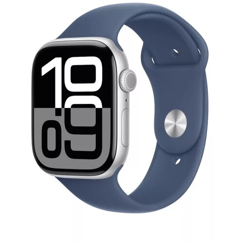 Apple Watch Series 10 GPS 46mm Silver Aluminium Case with Denim Sport Band - M/L Slike