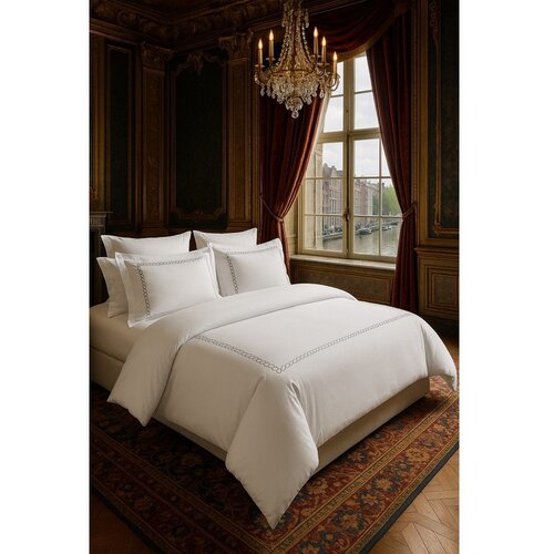 Mila Home Luxury Bela enojna posteljnina iz bombažnega satena z rjuho/6-delna 140x200 cm Whispered Serenity &amp;ndash; Slike