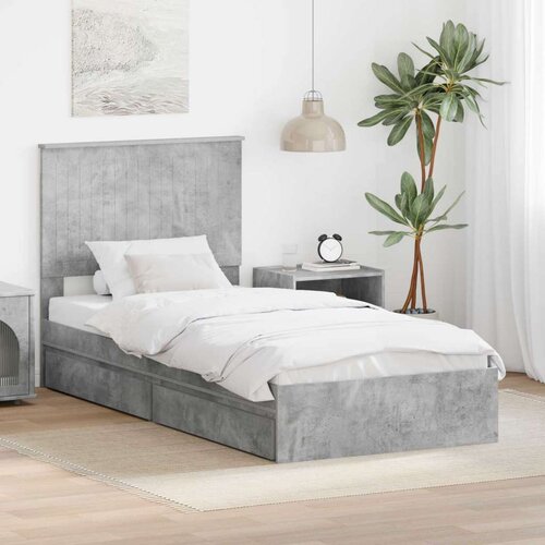  Krevet s od storage Betonski sivi 90 x 190 cm Konstruirano drvo Cijene