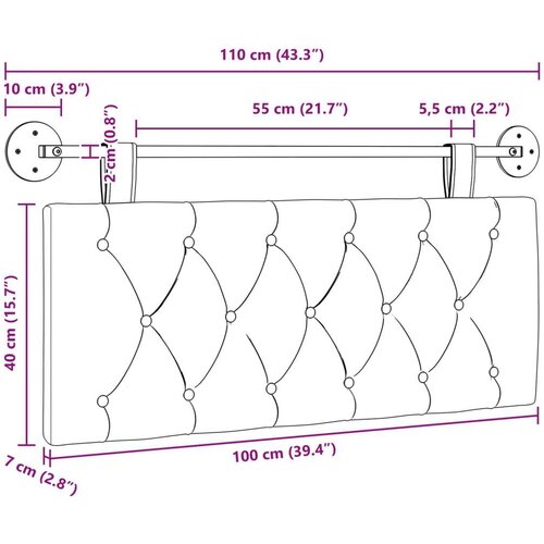 Držeće uzglavlje Zidne Crna 110 x 55 x 7 cm tkanina - Crna 100 cm bez LED Cijene
