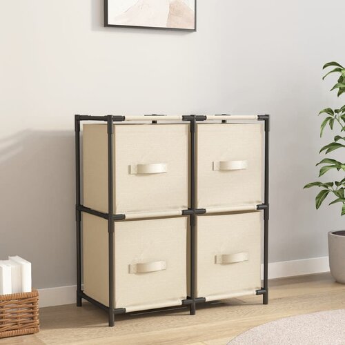 Ormarić za pohranu s 4 platnene ko&amp;scaron;are krem 63x30x71 cm čelični Slike