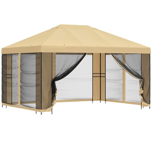 vidaXL Vrtni gazebo s stranskimi stenami 4 &times; 3 m Krem, (5000218950) Cene